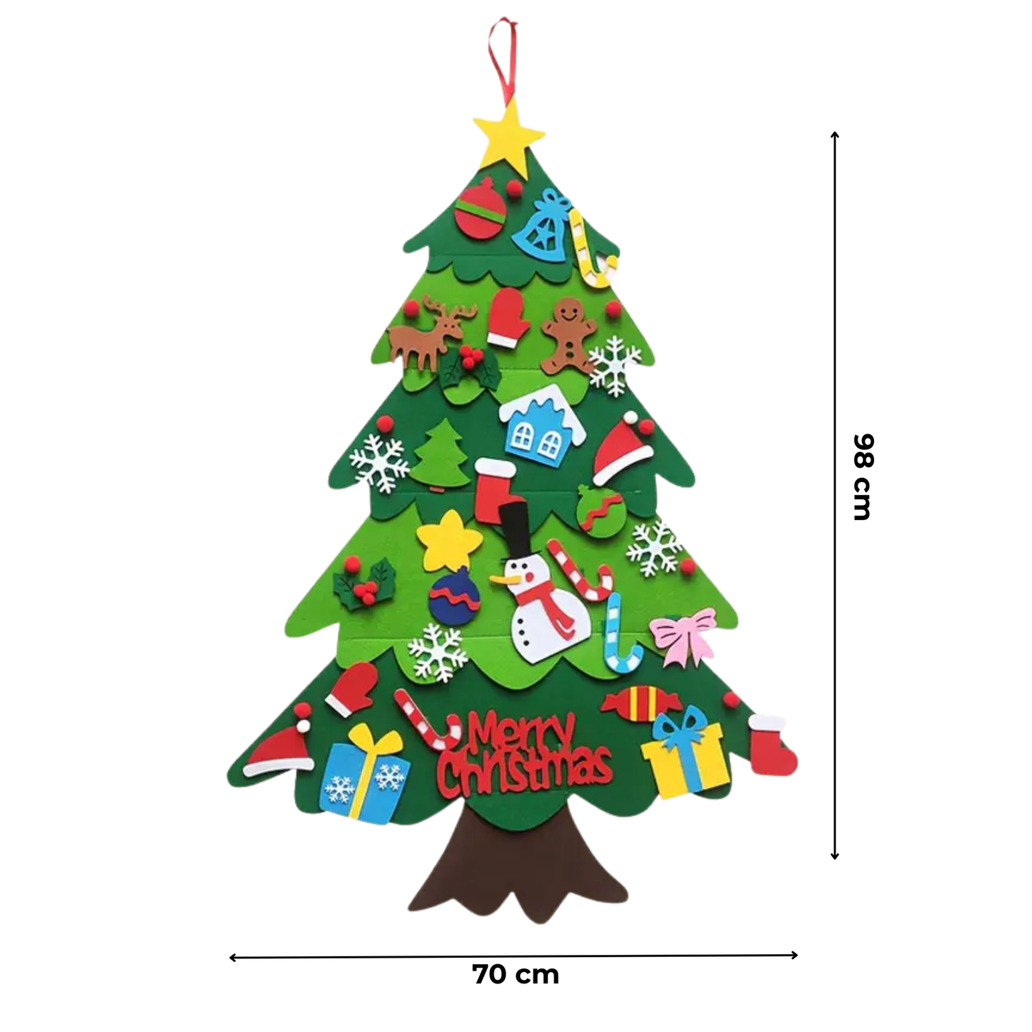 Árbol Navideño de Fieltro (25 adornos + luces de 3m ¡GRATIS!)