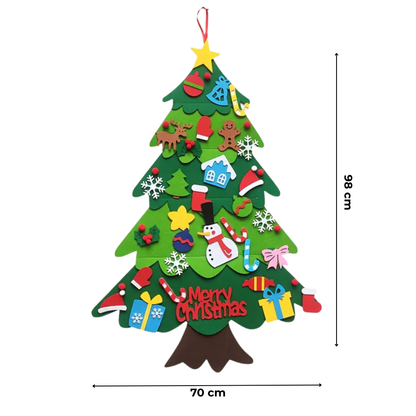 Árbol Navideño de Fieltro (25 adornos + luces de 3m ¡GRATIS!)