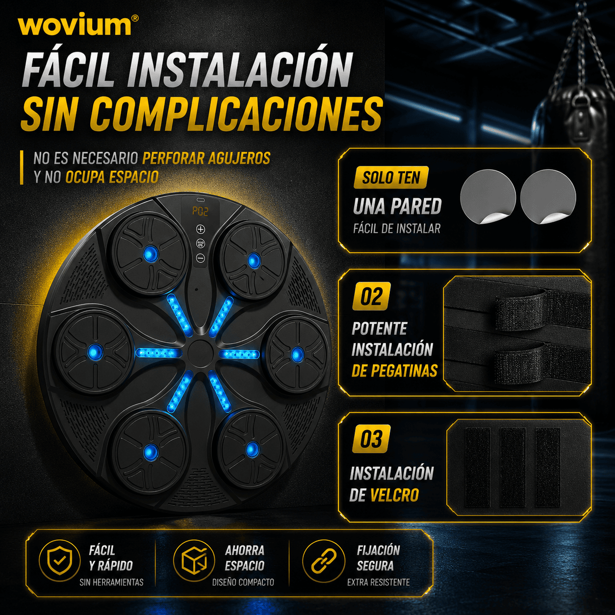 Máquina de Boxeo Electrónica de Pared con Luces LED