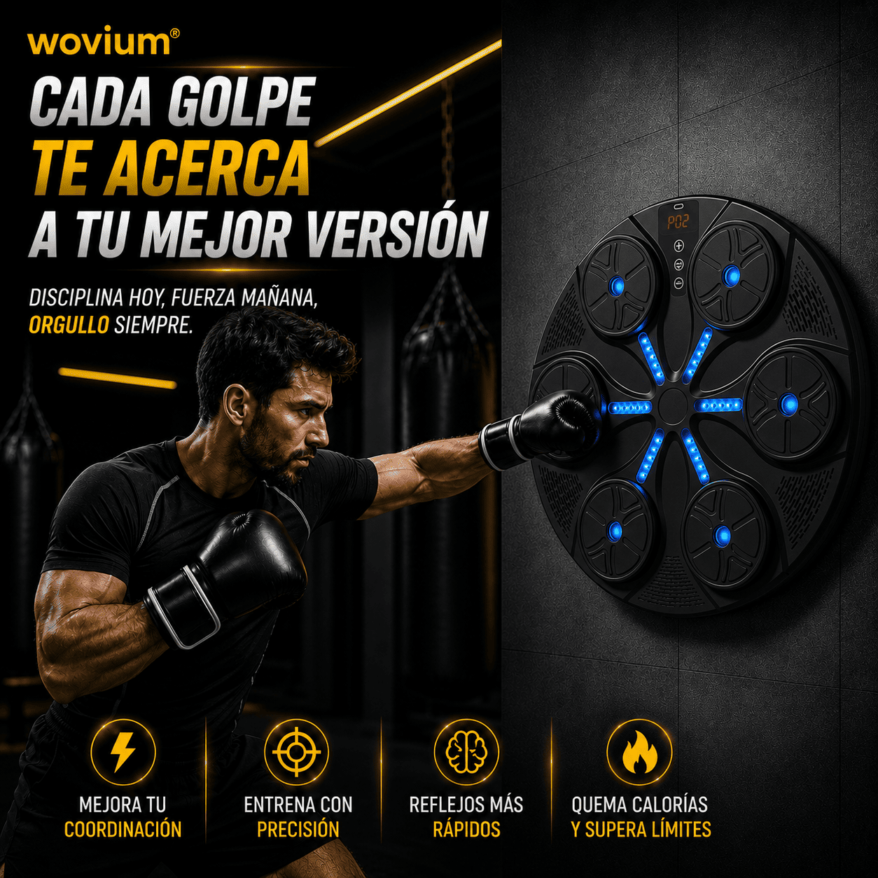 Máquina de Boxeo Electrónica de Pared con Luces LED