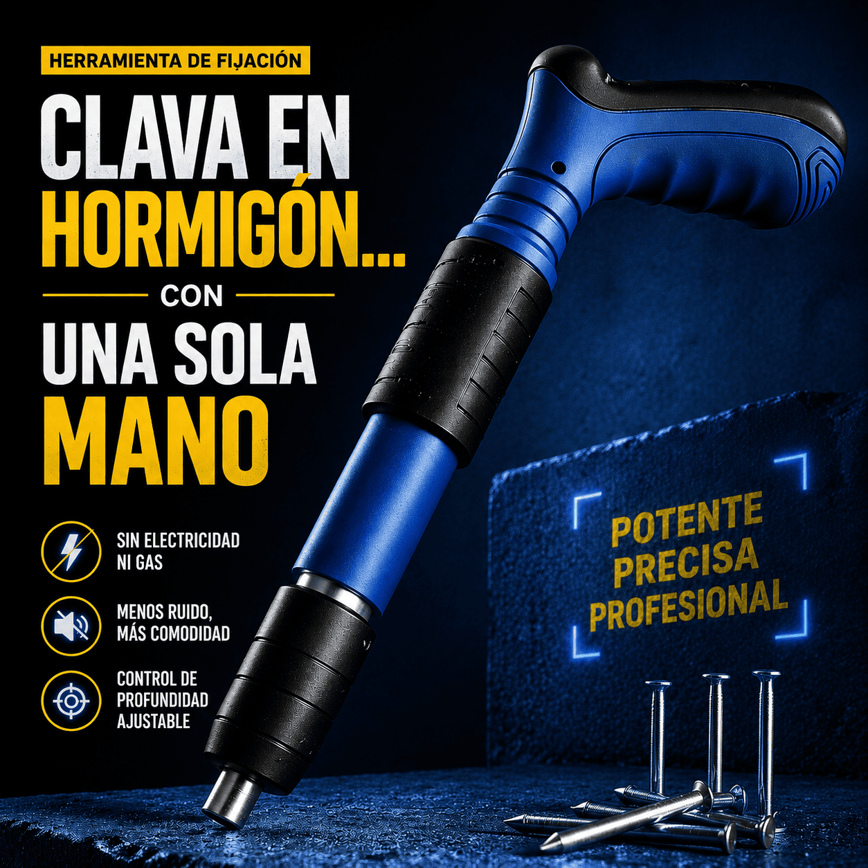 Pistola Fijadora de Clavos Portátil (50 Clavos Gratis🎁 + Kit Protector)