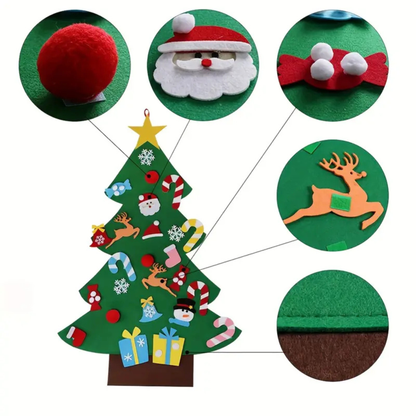 Árbol Navideño de Fieltro (25 adornos + luces de 3m ¡GRATIS!)