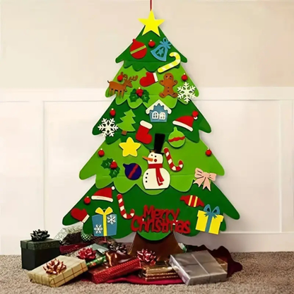Árbol Navideño de Fieltro (25 adornos + luces de 3m ¡GRATIS!)