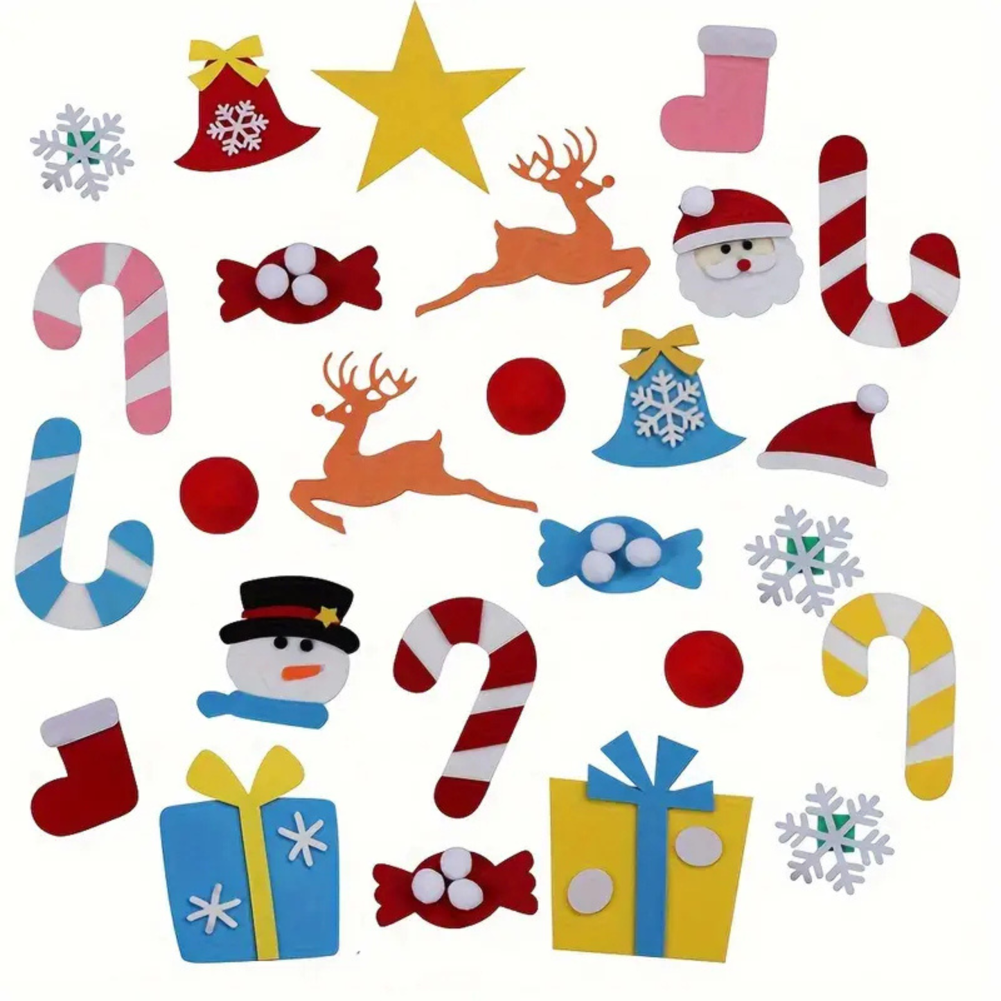 Árbol Navideño de Fieltro (25 adornos + luces de 3m ¡GRATIS!)