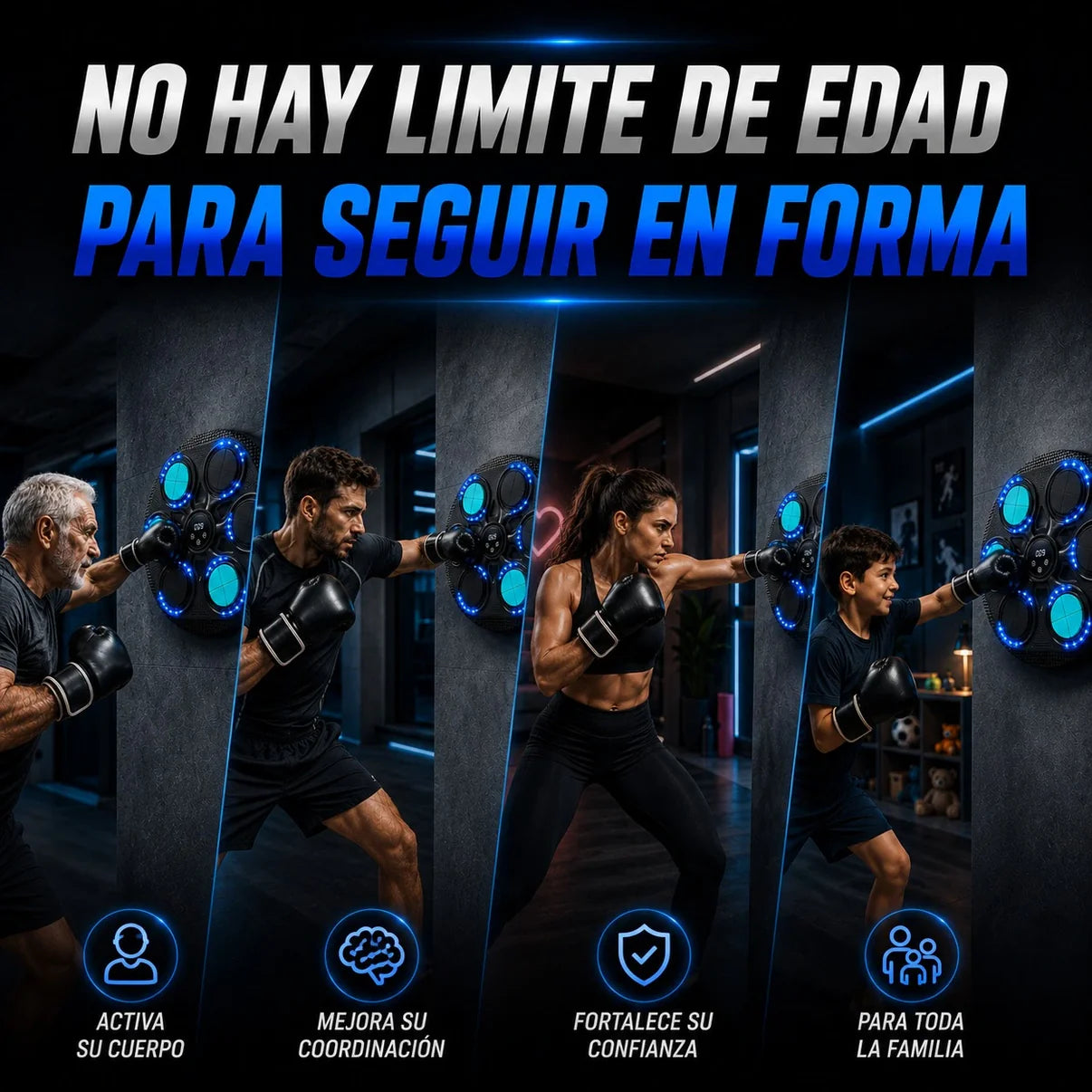 Máquina de Boxeo Electrónica de Pared con Luces LED